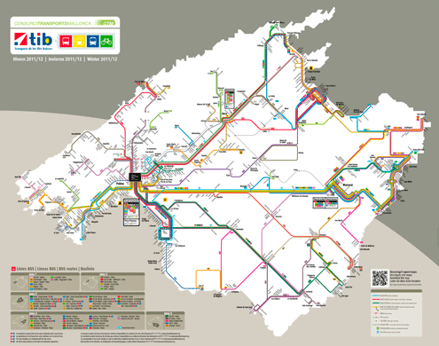 Verkehrsverbund Mallorca - Karte des Öffentlichen Nahverkehrs (Bus)